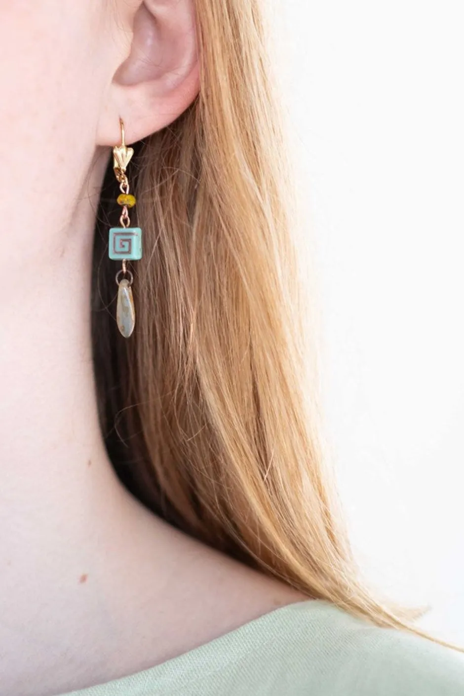 Shop Lazybones Aqua Key Earrings