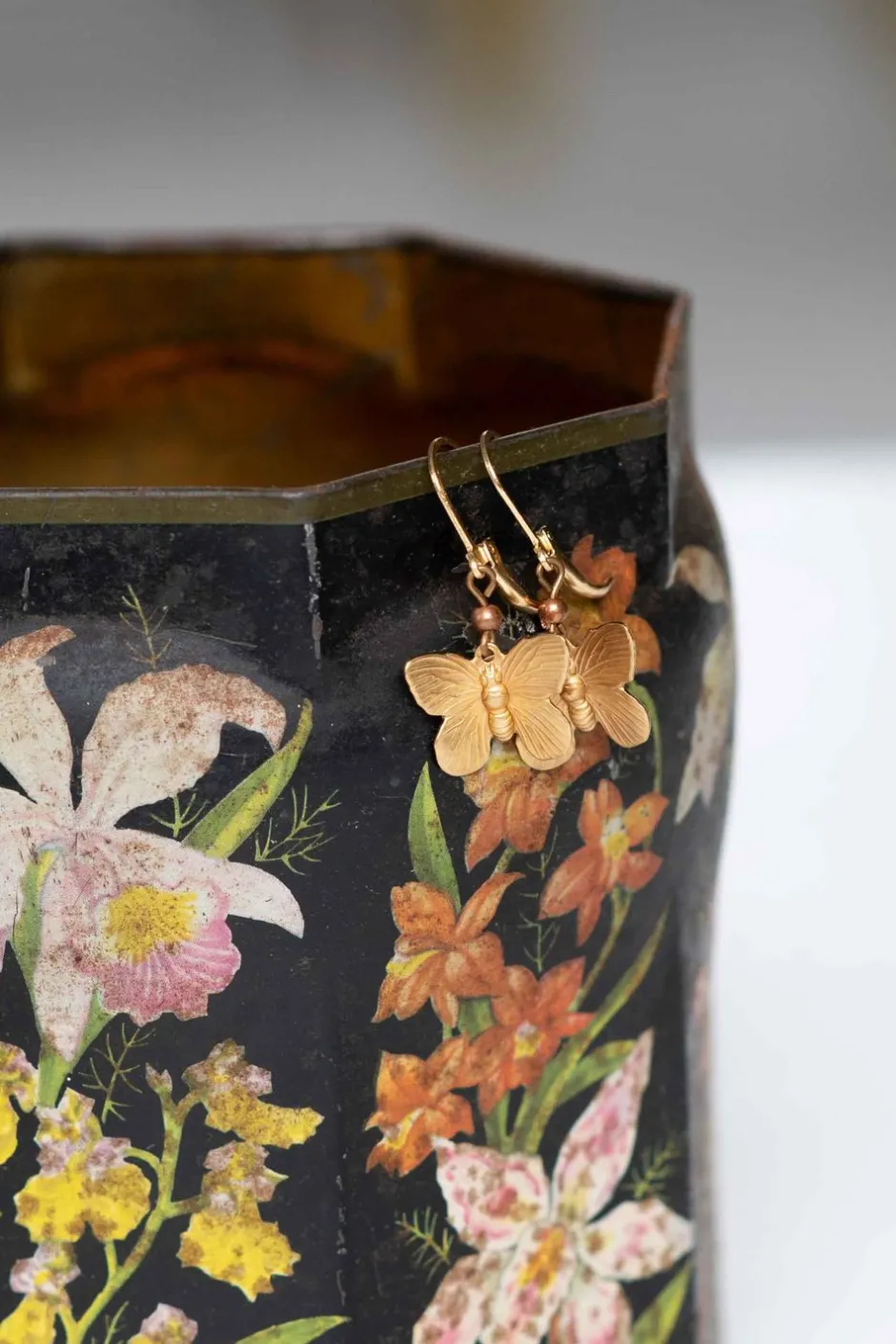 Online Lazybones Brass Butterfly Earrings