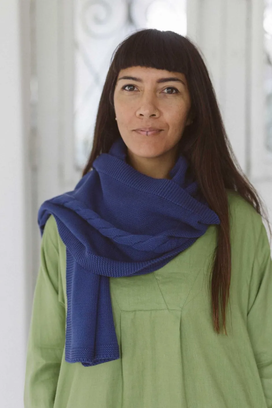 New Lazybones Cable Scarf Indigo *Organic Cotton
