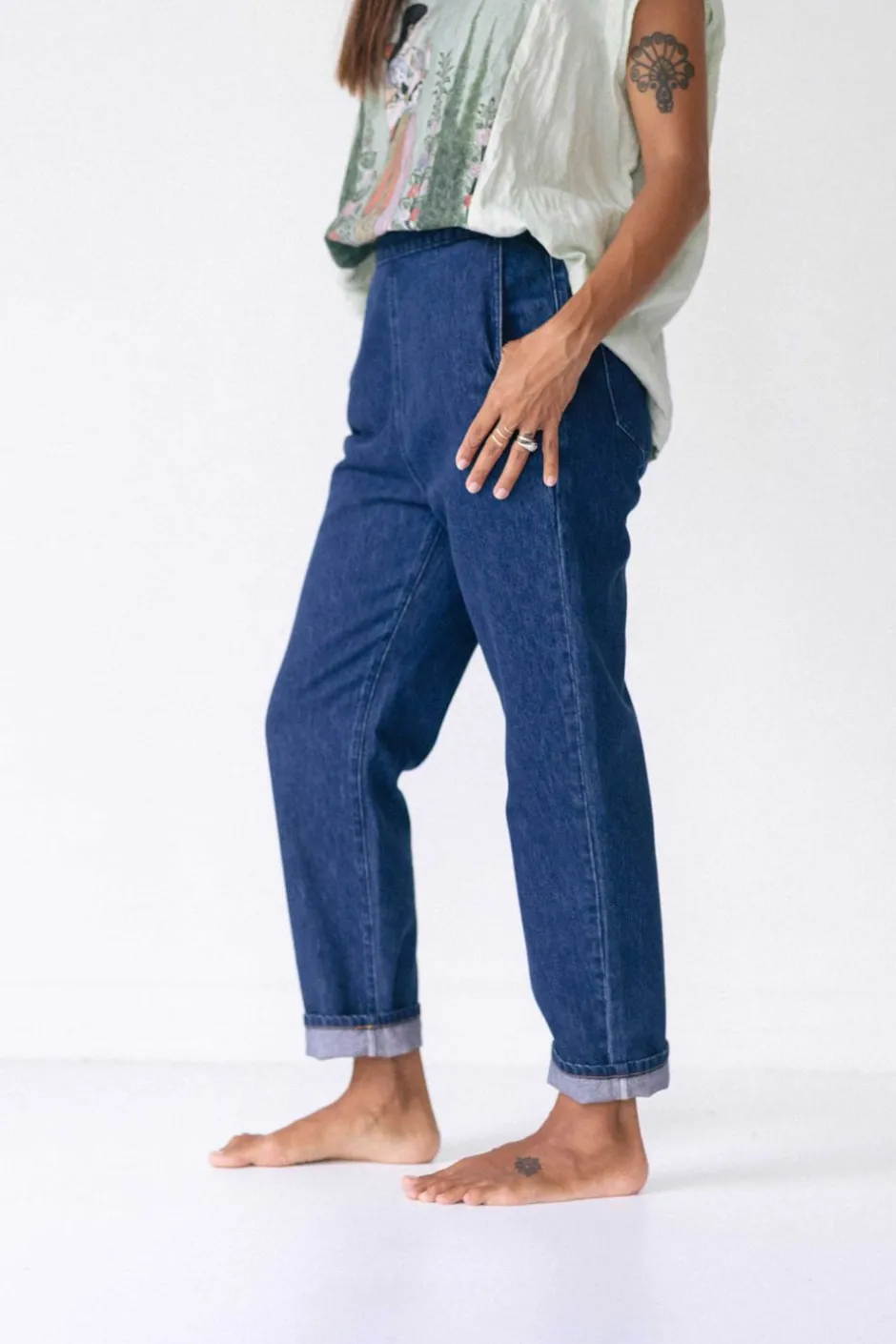celine_pant_in_lightweight_denim_organic_cotton_2.webp Best Sale Lazybones Celine Pant In Lightweight Denim *Organic Cotton