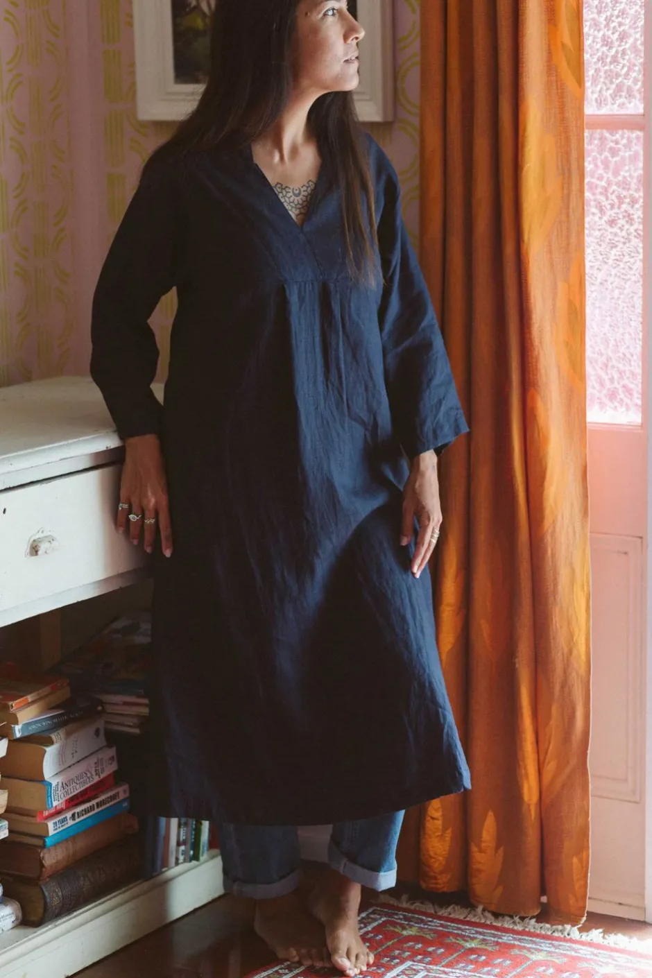 emma_linen_dress_in_dark_navy_9.webp Cheap Lazybones Emma Linen Dress In Dark Navy