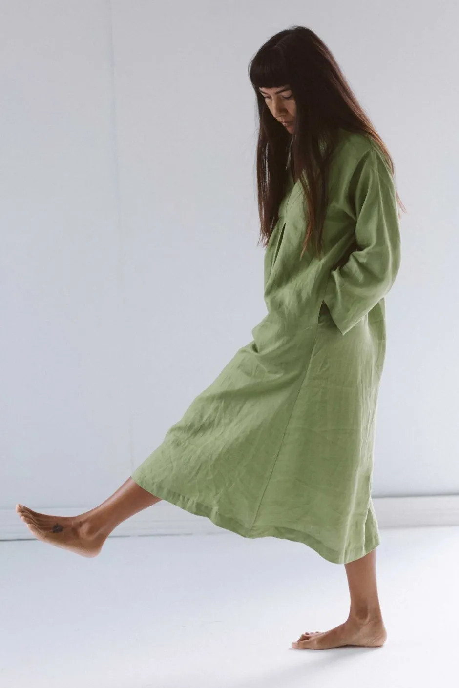 emma_linen_dress_in_herb_green_3.webp Discount Lazybones Emma Linen Dress In Herb Green