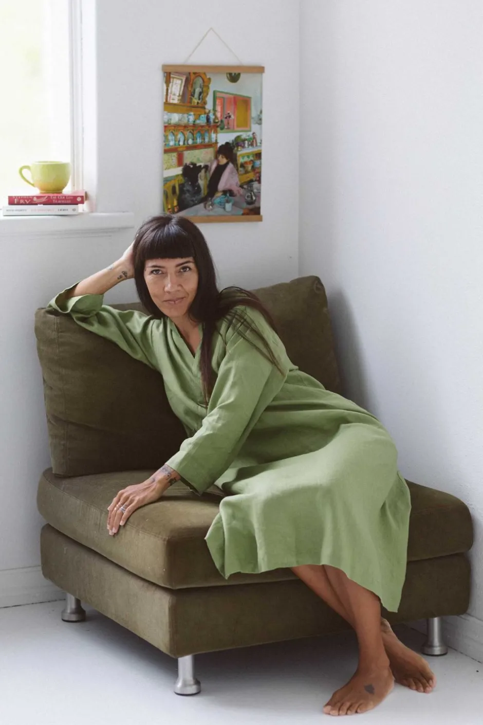 emma_linen_dress_in_herb_green_5.webp Discount Lazybones Emma Linen Dress In Herb Green
