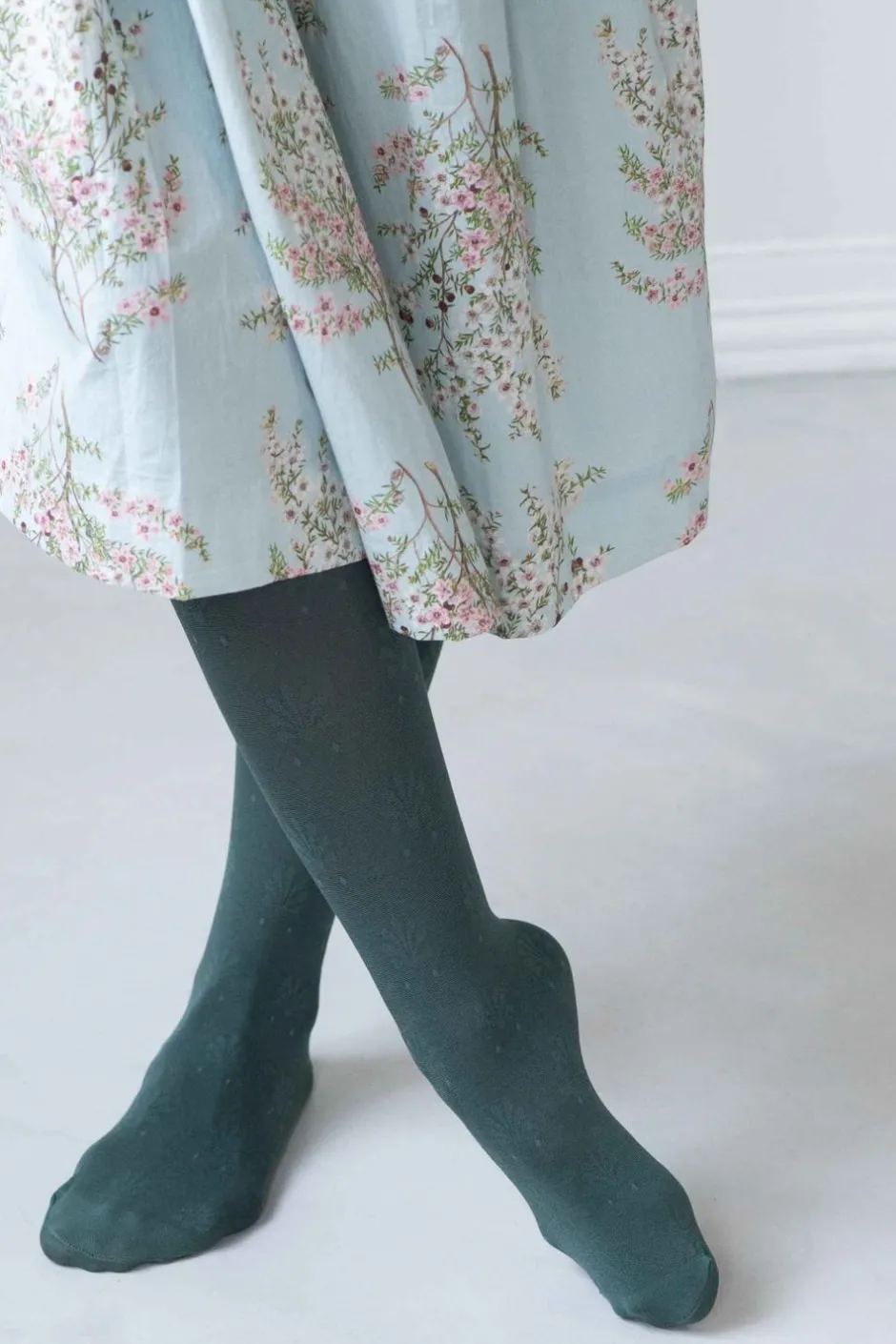 Store Lazybones Fleur Teal Cotton Tights