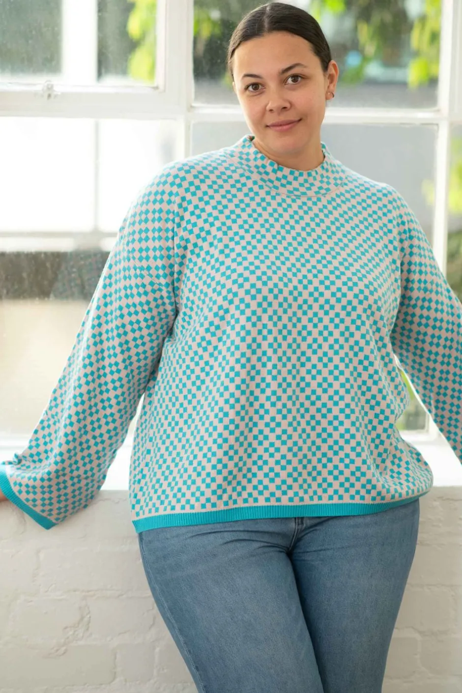 Cheap Lazybones Freda Jumper In Checker *Organic Cotton