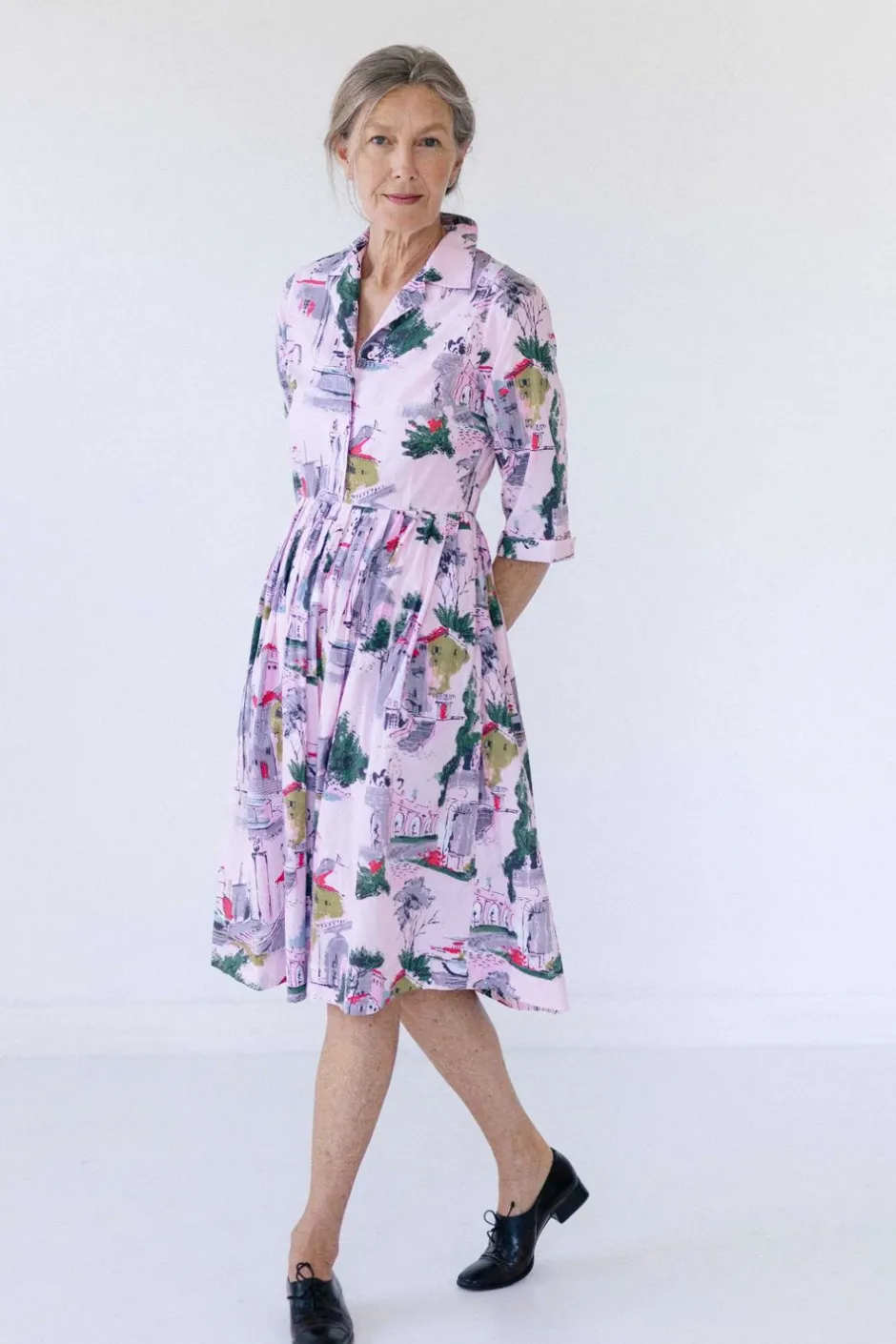 gianna_dress_in_sorrento_organic_cotton_2.webp Flash Sale Lazybones Gianna Dress In Sorrento *Organic Cotton