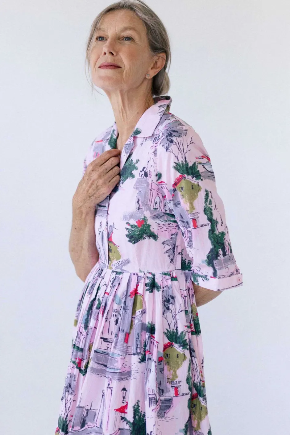 gianna_dress_in_sorrento_organic_cotton_4.webp Flash Sale Lazybones Gianna Dress In Sorrento *Organic Cotton