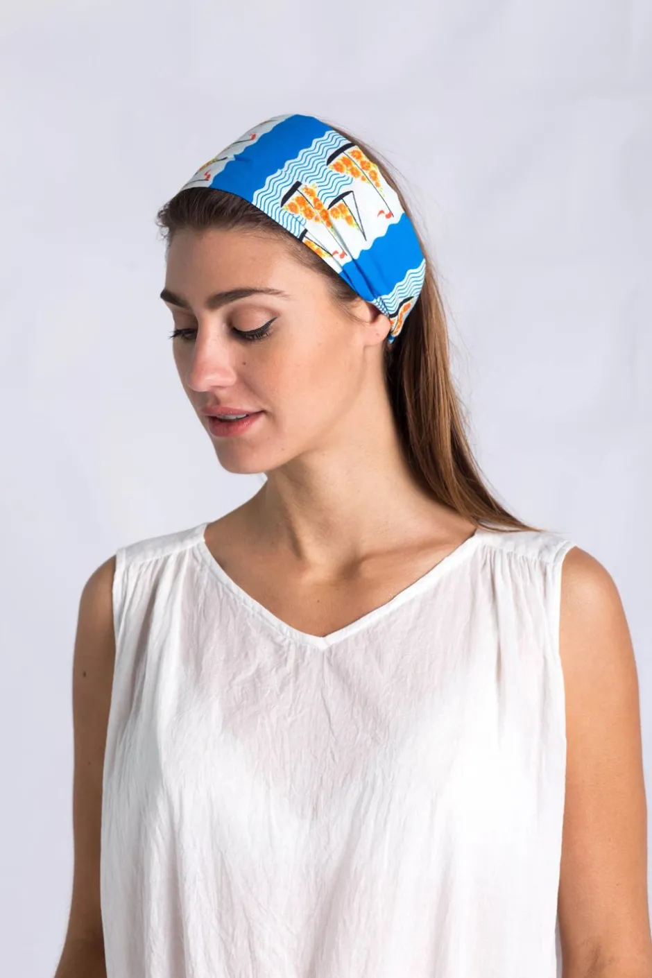 Sale Lazybones Head Scarf In Seaside *Organic Cotton