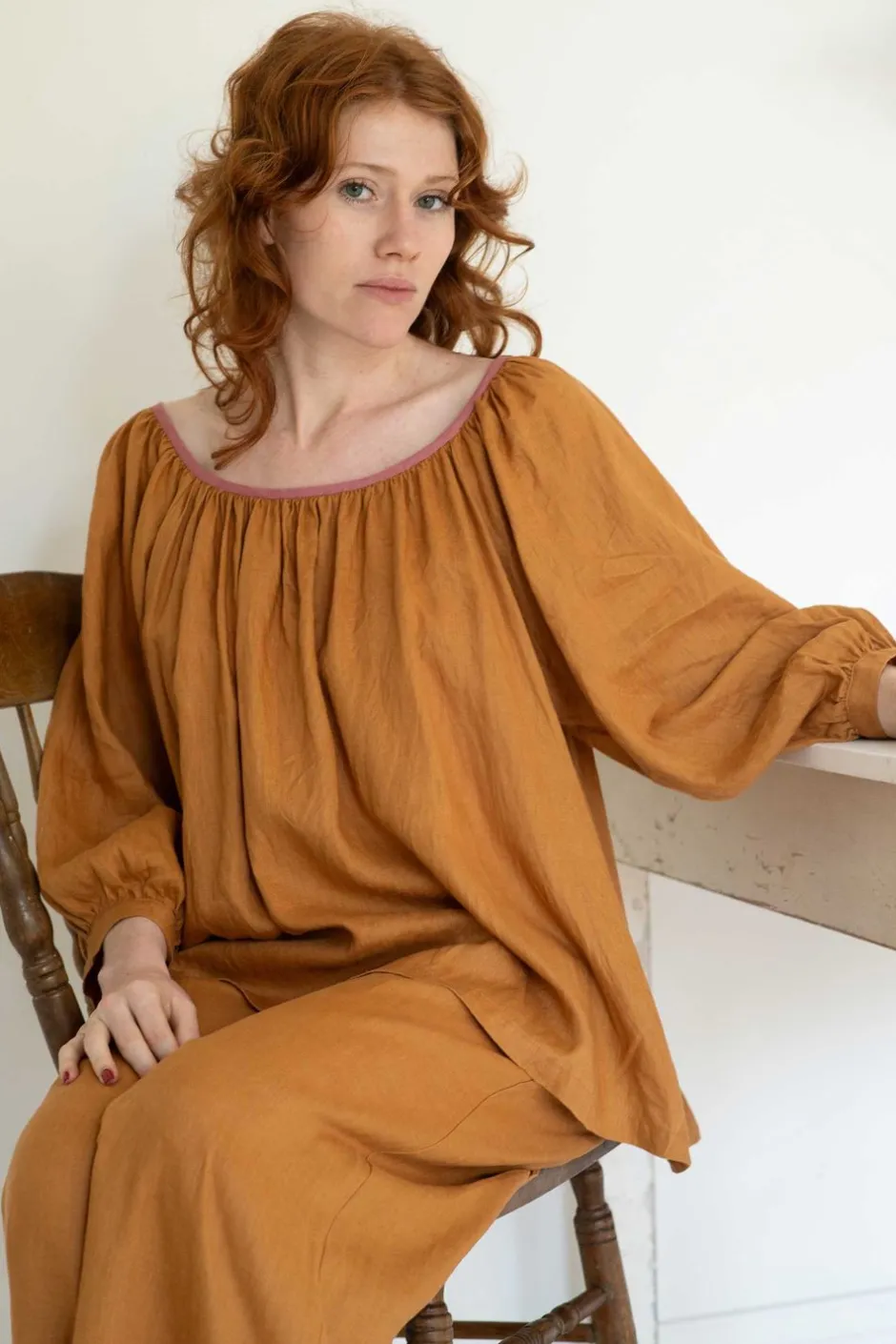 Fashion Lazybones Hetti Linen Top Caramel