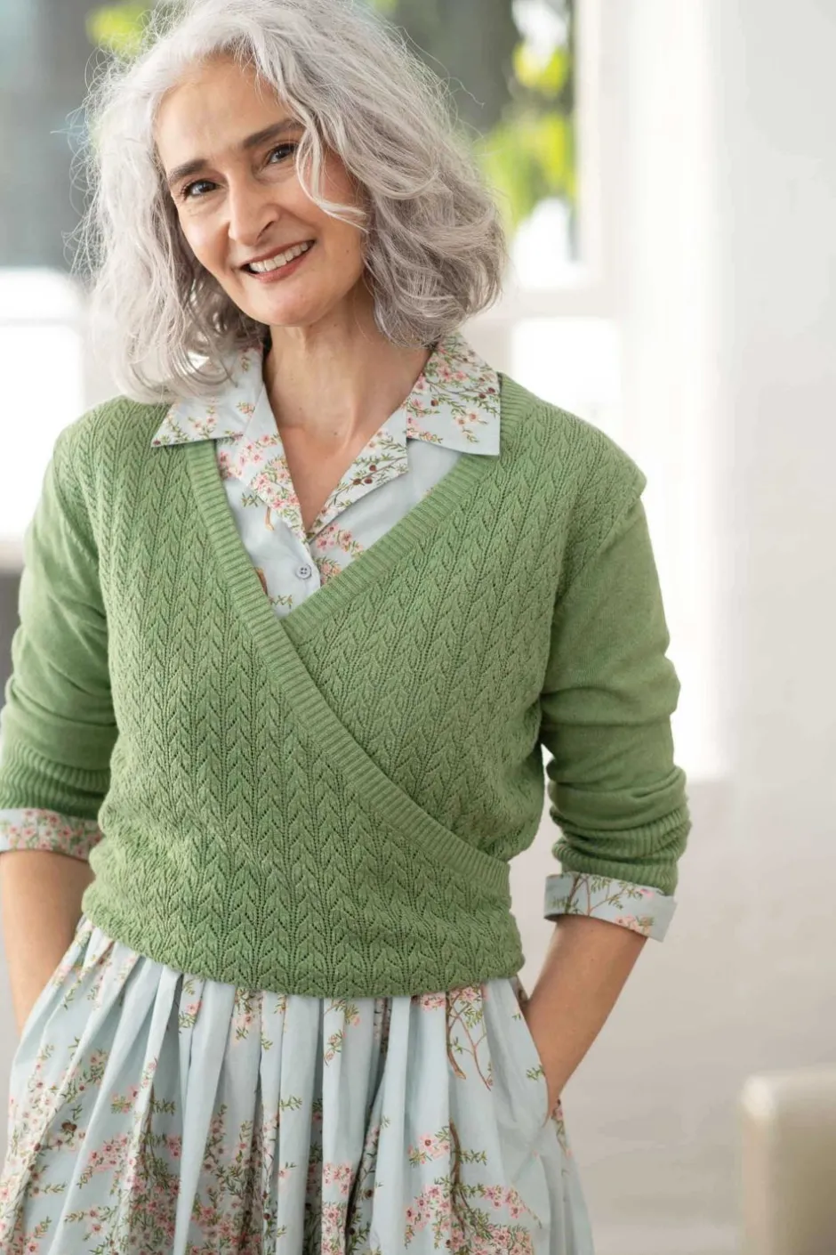 Discount Lazybones Imogen Wrap Cardigan Cottage Green