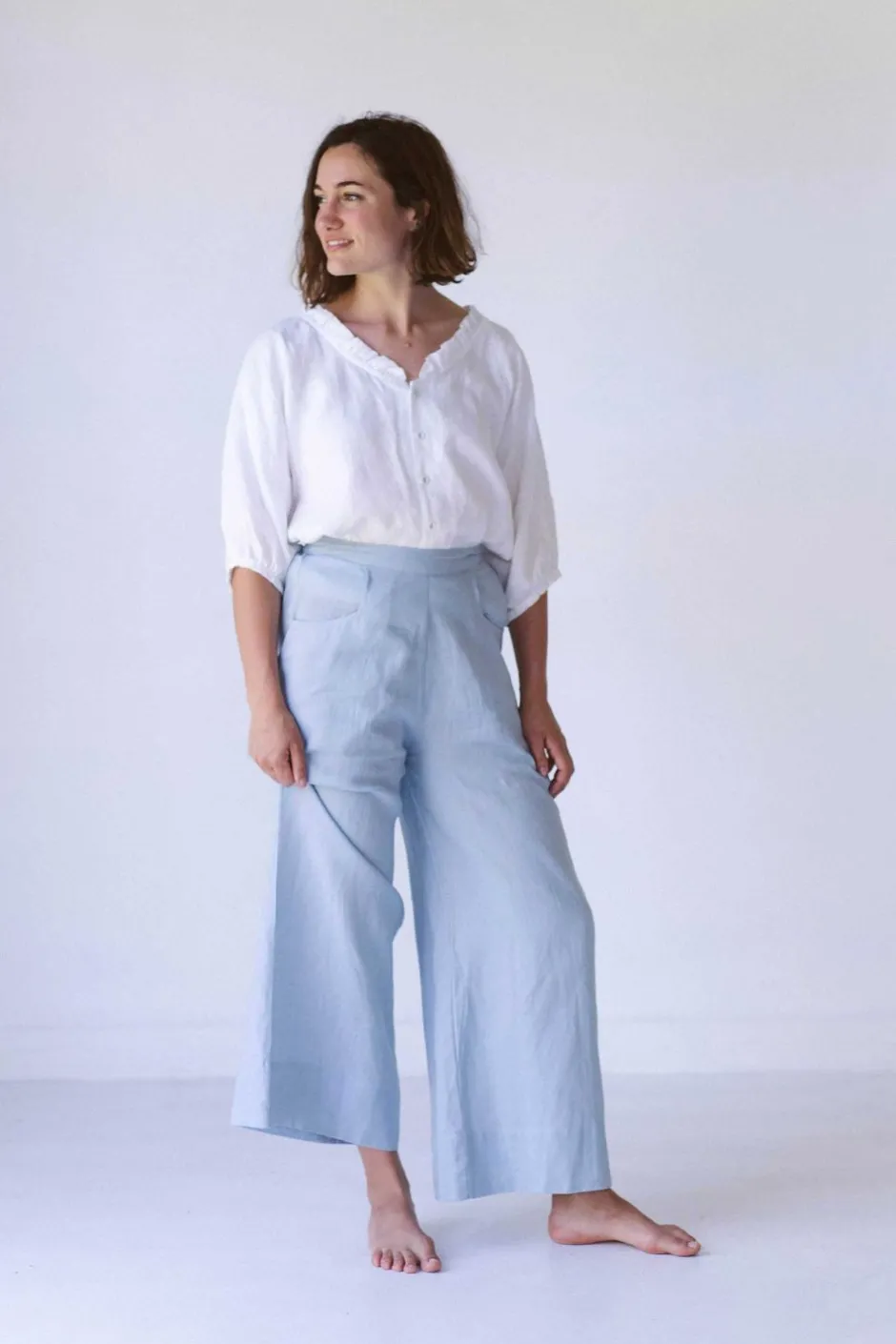 Discount Lazybones Ollie Linen Pant In Sky
