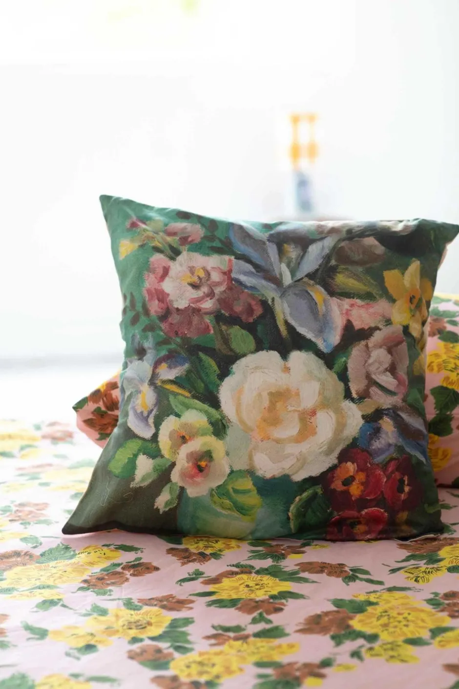 Sale Lazybones Painted Flowers Cushion Cover *Organic Cotton