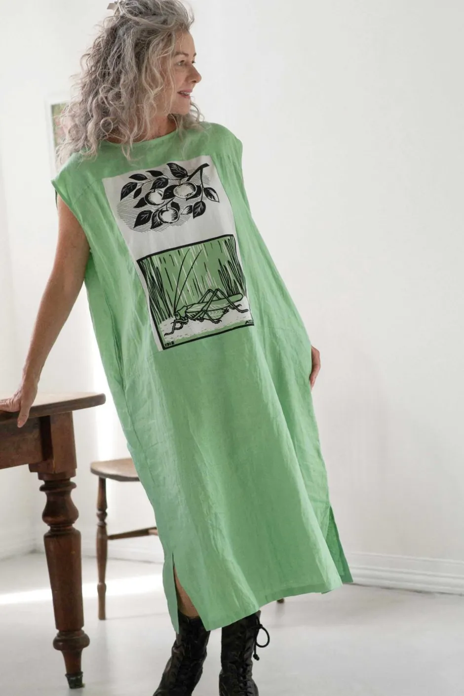 polly_dress_greengage_2.webp Discount Lazybones Polly Dress Greengage