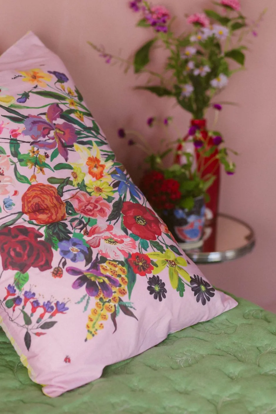 rainbow_floral_pink_pillowcase_set_organic_cotton_6.webp Fashion Lazybones Rainbow Floral Pink Pillowcase Set *Organic Cotton