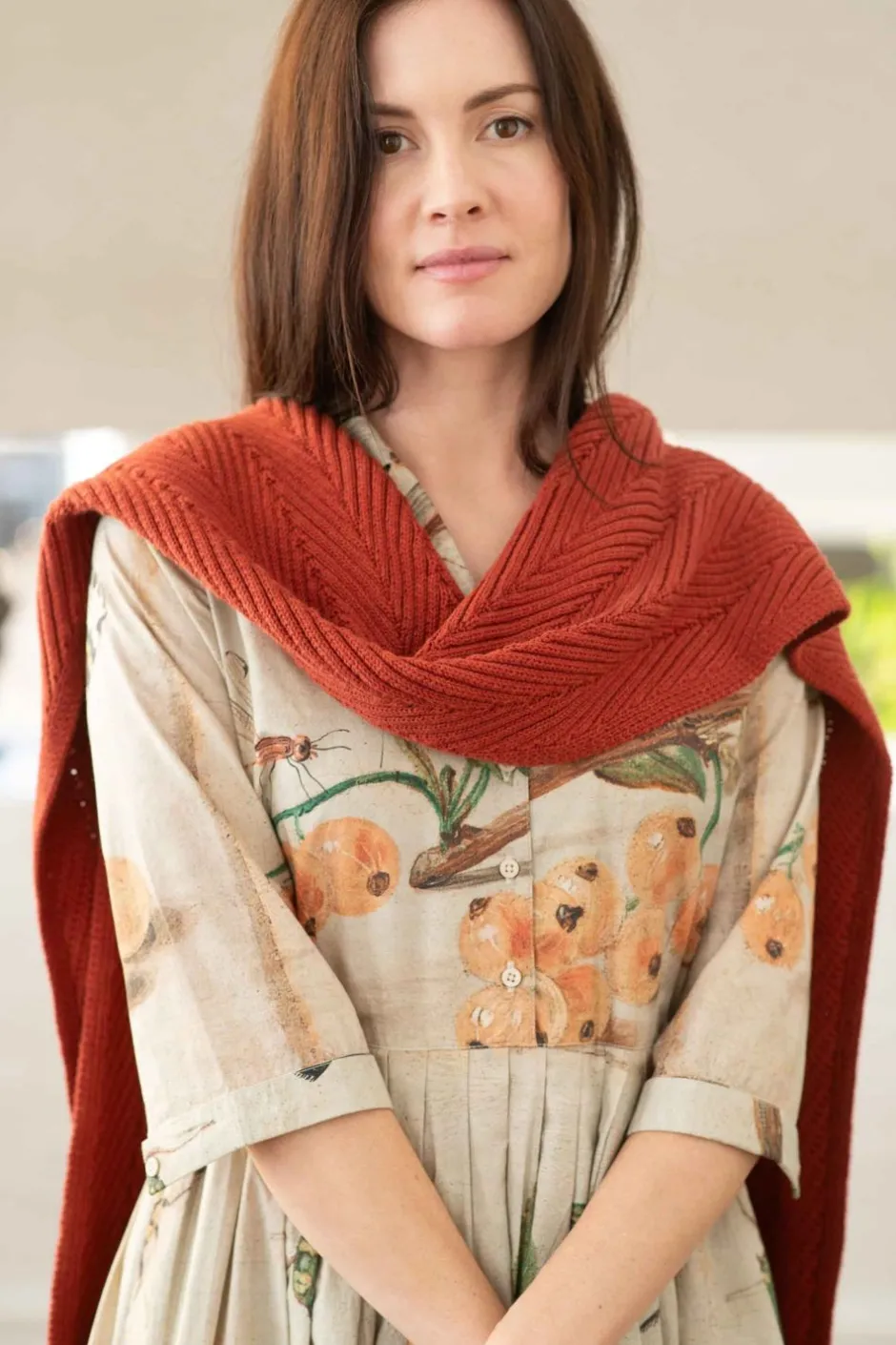 Hot Lazybones Zigzag Scarf Rust *Organic Cotton